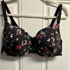 torrid Black Butterfly Print T-Shirt Bra with Pink & Cream Accents